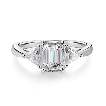 Fabulous Radiant Cut 3ct Full Moissante Diamonds Wedding Engagement Rings - Certified Plated Platinum Silver Rings